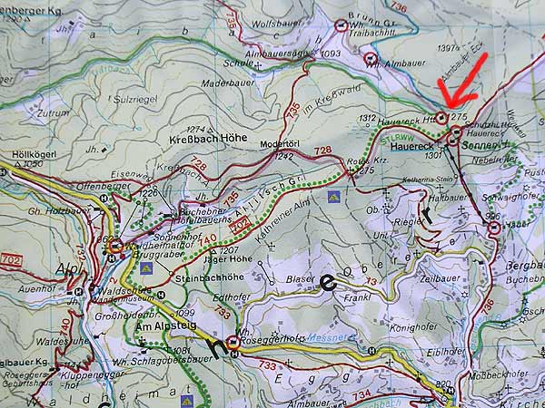 Map of the Hauereckh�tte (Styria)